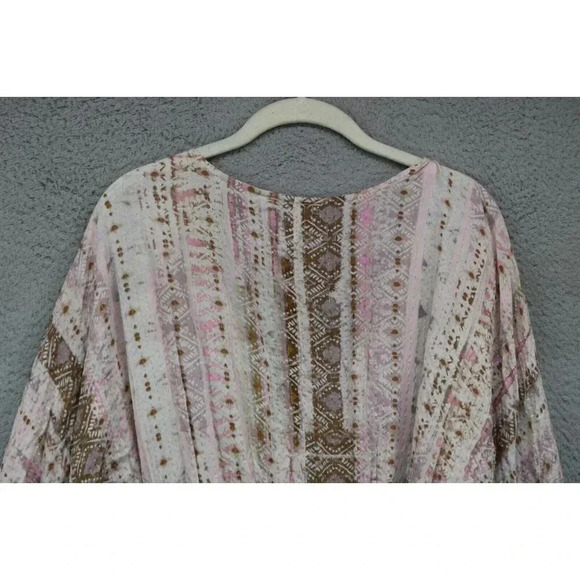 Vici 3/4 Dolman Sleeves V-Neck Gold Metallics Mini Dress-Medium-Boho-Belted - Picture 12 of 12